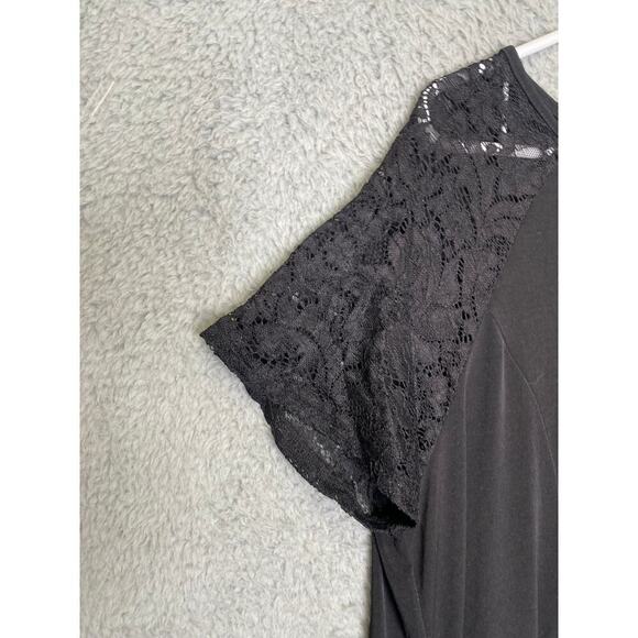 Torrid womens 1 short lace sleeves trapeze black slinky dress keyhole back - Picture 3 of 8